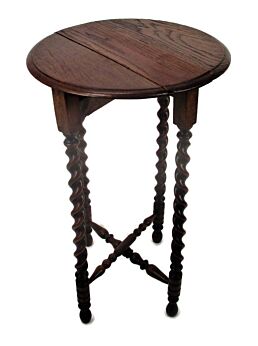 Tall Barley Twist Wood Side Occasional Wine Coffee Tea Table Pedestal Plant Stand pliable