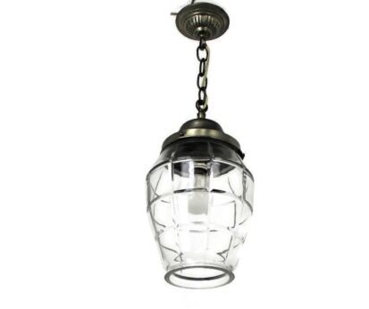 Chandelier Pendant Light Etched Intaglio Glass Shade Ornate Art Deco Style