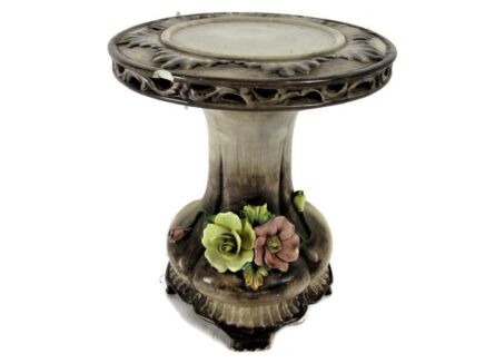 Italian Bassano Pedestal   Flowers Italy Marked Lovely Porcelain