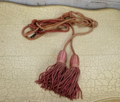 Vintage Antique Authentic pair Curtain Tie backs Tassel Rope Cord Pink