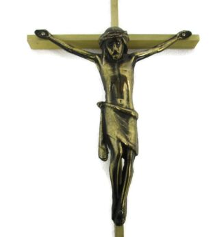 Wall Hanging Crucifix Cross Corpus Christi Jesus Christ Brass Vintage 23.81"