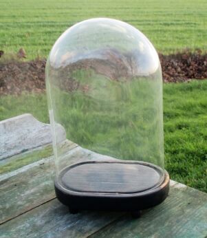 Vintage Oval Pressed Glass Dome Globe Mantel Clock Steam punk Display 10.59"