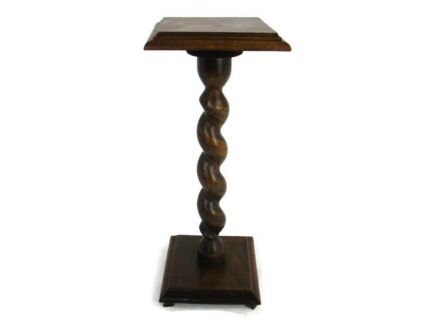 Hand Carved Wooden Barley Twist Pedestal Display Side Table Plant Stand Barn