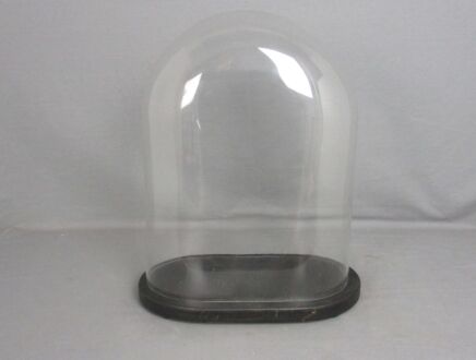 Vintage Victorian Oval Hand Blown Glass Globe Dome Doll Clock 15.55" 12.08"