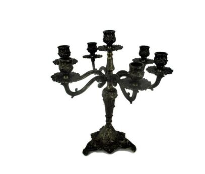 Mid Century Vintage Gorgeous Brass Ornate 7 Arm Candle Holder Candelabra HTF