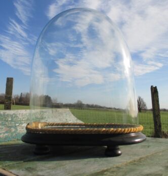 Antique Victorian Oval Hand Blown Glass Dome Globe Mantel Clock Steam punk 10.83"