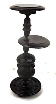 Gorgeous Ornate hand Carved Wood Display Side Table Pedestal Plant Bonsai Stand Two Tier 25.59"