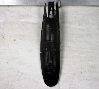 Small African Mask Carved Dark Wood Wall Sculpture Tribal African Art