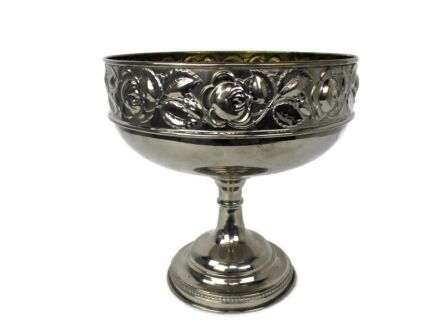 Art deco 1920s Communion dish Bowl Ciborium Tray Silver Plated Brass Catholic Church