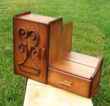 Vintage Medicine Wall Bathroom Cabinet Mirror Apothecary Carved Wood Drawer