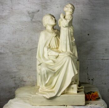 Large Statue Saint Priest Infant Jesus White Heavy Plaster Sculpture HTF 26"