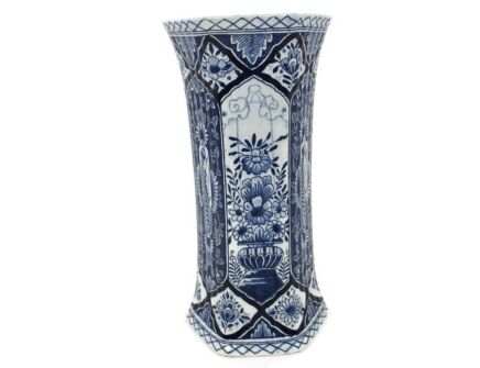 Delft Holland Blue White Porcelain Trumpet Vase Delft Marked Vintage
