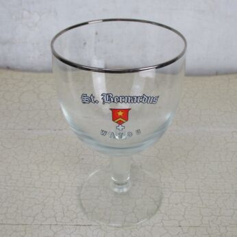 Watou St Bernardus Belgian Beer Glass Belgium Brewery Collector Enameled Rim HTF