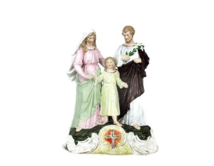 Beautiful Holy Family Bisque Porcelain Statue Infant Child Virgin Mary Saint Joseph 11.22"