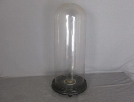Vintage Round Hand Blown Glass Dome Globe Steampunk Display 19.09" D 7.28"