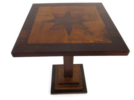 Italian Hand Carved Wood Coffee Wine Side Table Inlay Marquetry Pedestal Vintage