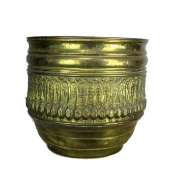 Vintage Large Brass Planter Jardiniere flower pot Ornate Embossed Lovely