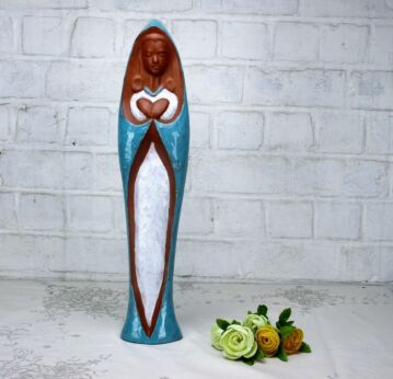 Ceramic Virgin Mary Madonna 60s gorgeous heavenly Blue Robe Glazed 18.5"