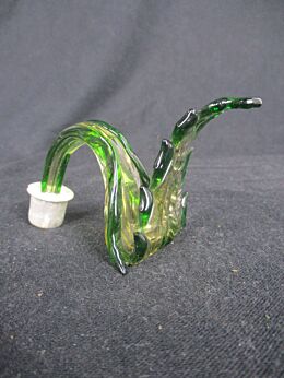 small Venetian Murano Chandelier Part Green Hand Blown Glass Feather Reclaimed