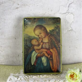 Vintage Tin Box Virgin And Child by Van der Weyden Collector HTF 10.23" x 6.6"