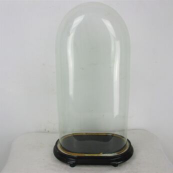 L Antique Victorian Oval Hand Blown Glass Globe Dome Clock Steampunk 19" x 9.8"