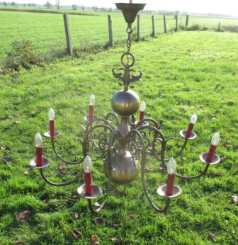 Stunning Huge Vintage Brass Flemish Dutch Chandelier Ducks Flanders