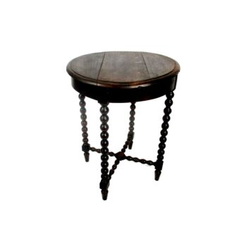 hand Carved Wood Side Occasional Wine Table Pedestal Plant Flower Stand Bobbin Legs Edwardian Style 20.27"