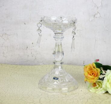 Crystal Candle Holder Candle Stick Prisms Bohemia Czech Republic