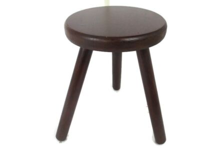 Small Vintage Hand Carved wood Tripod Milking Stool Pedestal Table Pedestal Barn Style