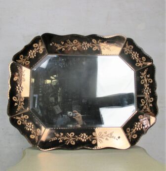 XL Pink Clear Venetian Mirror Ornate Etched Cut to Clear Glass Art Nouveau