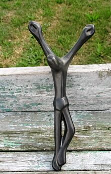 Small Mid Century Design Ceramic Modernist Crucifix Marked Bayer Black Lovely