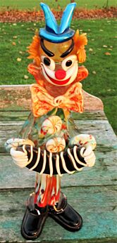 Rare Large Vintage Italian Murano Art Glass Clown Playing Accordion 14.76"