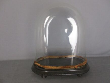 Antique Victorian Oval Hand Blown Glass Globe Dome Doll Clock 13.5"H 11.22"W