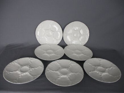 Set of 7 Oyster Plates Porcelaine White Germany Waldsassen Bareuther Bavaria