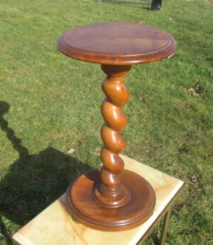 Antique Carved wood Barley Twist Pedestal Display Table Plant Stand 20.47"