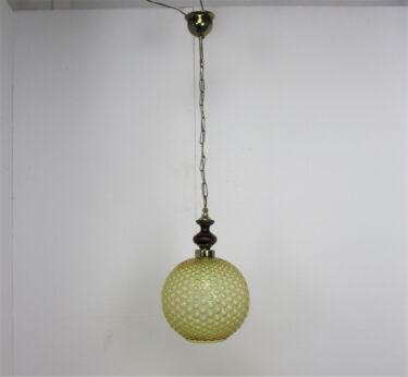 Bubbled Amber Glass Chandelier Pendant Vintage Retro Helena Tynell Style