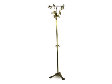 Standing Hall Tree Coat Hallway Rack Brass Hollywood regency Sunburst Horses HTF