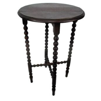 Beautiful Small Bobbin Legs Edwardian Wood Round Coffee Side Table Foldable