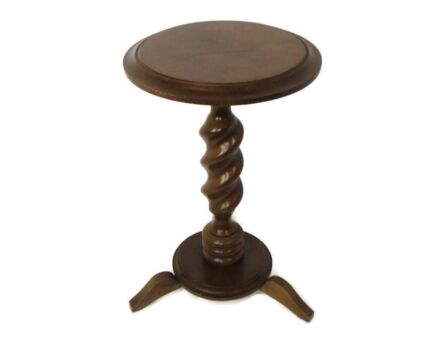 Small Barley Twist Tripod Side Display Table Pedestal Plant Bonsai Stand Barn Country Farmhouse Cottage Style