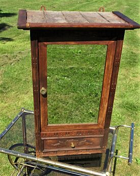 Antique Carved Massive Oak medicine bathroom Cabinet Beveled mirror Crocodile