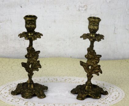 Vintage Antique Small Couple Pair Ornate Candle Holders Decorative 7.48"