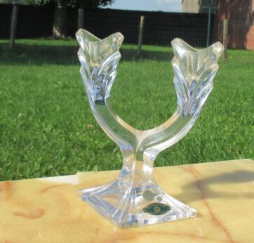 Vintage Crystal Double Candle Holder honour Crystal Slovakia