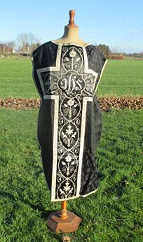 Vintage Black High Mass Chasuble Casula Vestment Catholic Dalmatic Tunicle