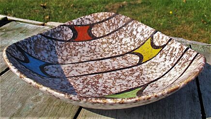 West Germany Art Pottery Dish Centerpiece Lovely Colors