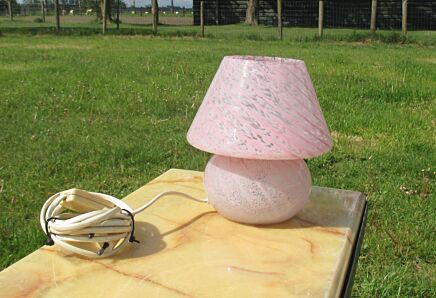 Spage Age 60 Italian Pink Glass mushroom Table Lamp Murano Romantic