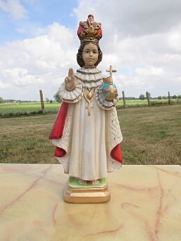 Jesus Statuette Plaster Chalkware Infant of Prague Santo Nino Statue 7.99"