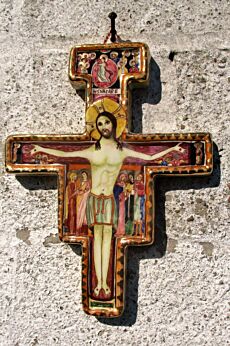 San Damiano Ceramic Crucifix IHS Nazare Jesus Of Nazareth Italy Gualdo Tadino