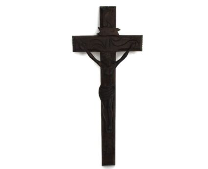 Completely Hand Carved Wood Oak Hanging Crucifix Cross Corpus Jesus Christ