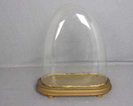 Antique Victorian Oval Hand Blown Glass Pointy Globe Dome Doll Clock 12.59" 10.9"