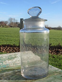 Large Vintage Glass Counter Display Apothecary Candy Jar Round with Lid